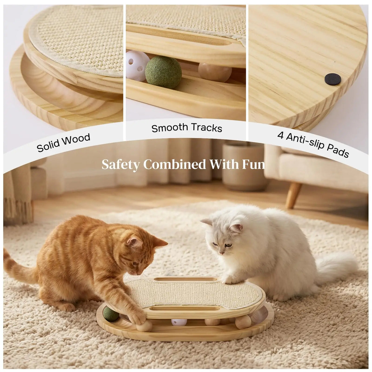 Cat Scratcher With Ball Track And Natural Sisal Pad