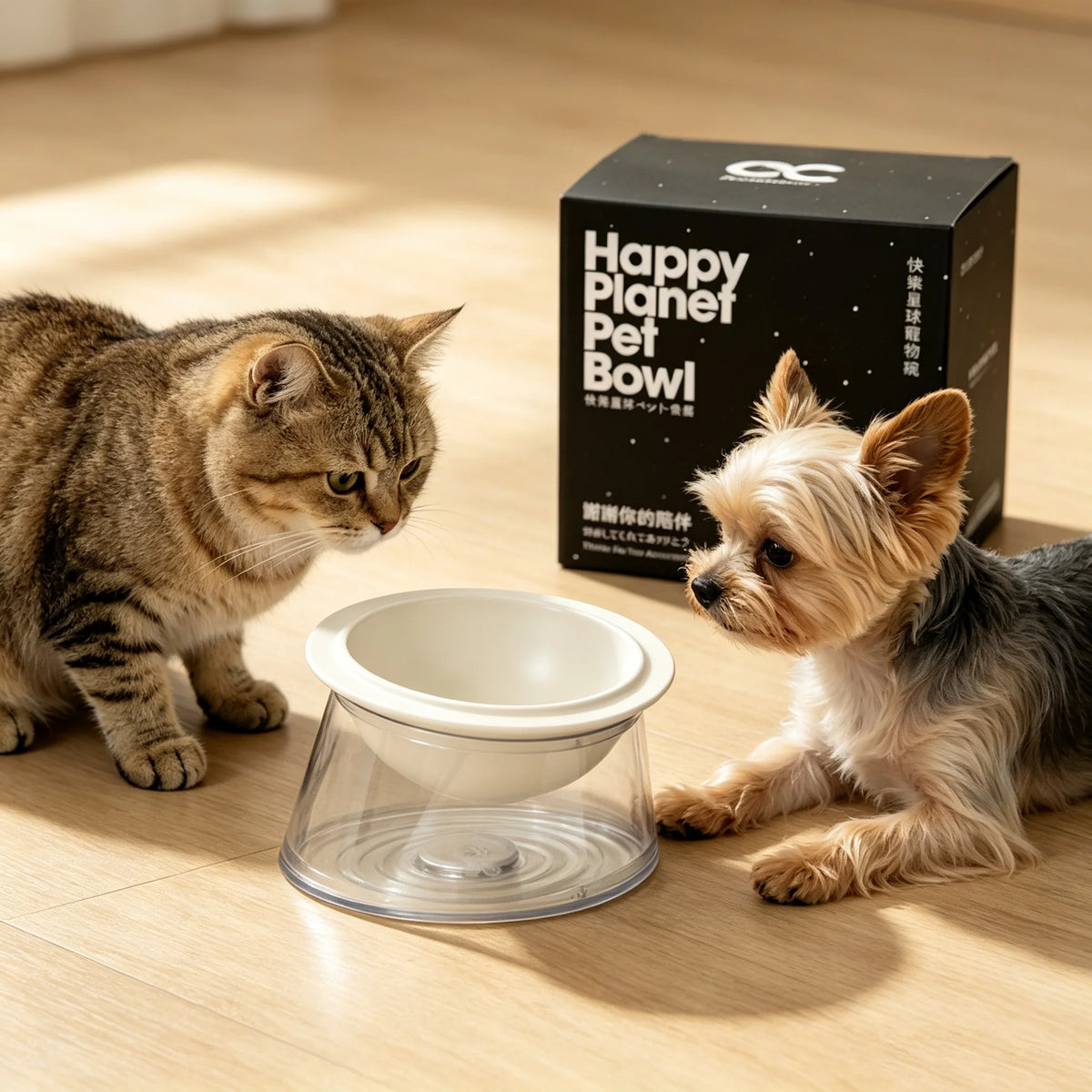 Tilted Raised Cat Bowl Featuring Non Slip Anti Tip Base