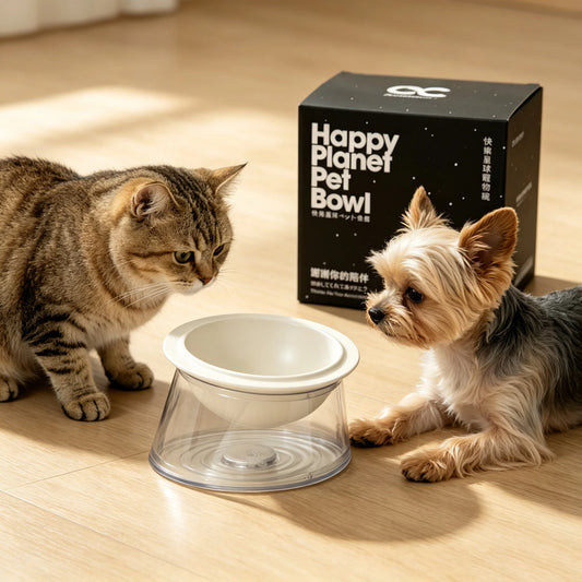 Tilted Raised Cat Bowl Featuring Non Slip Anti Tip Base