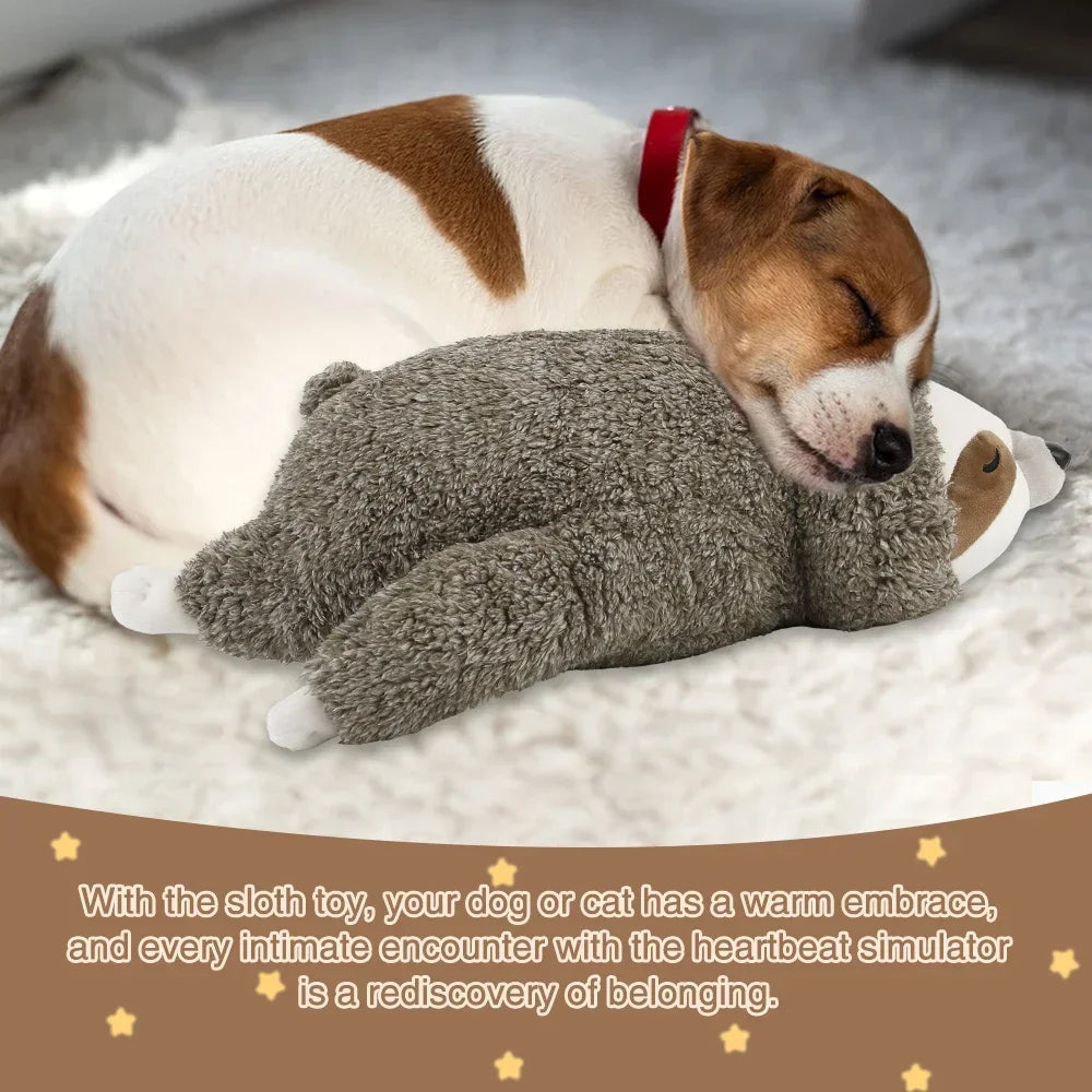 Heartbeat Puppy Sloth Plush Dog Toy for Calming Comfort