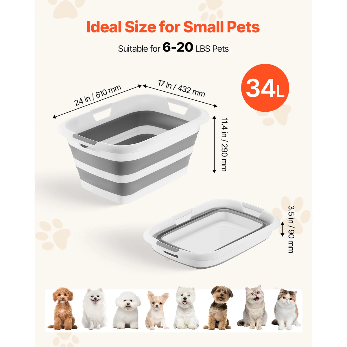 SucceBuy Collapsible Dog Bathtub With Portable Drainage Design