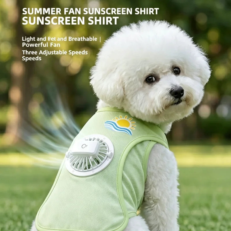 Detachable USB Fan Cooling Vest for Dogs with UV Protection