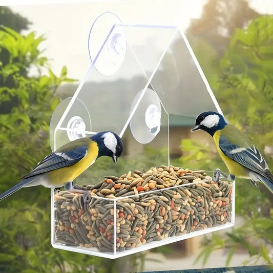 Window Mounted Acrylic Bird Feeder House For Outdoor Wild Birds
