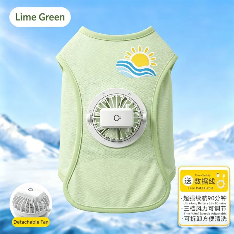 Detachable USB Fan Cooling Vest for Dogs with UV Protection