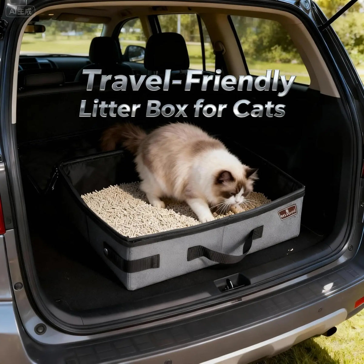 Foldable Cat Litter Box With Lid for Travel and Camping
