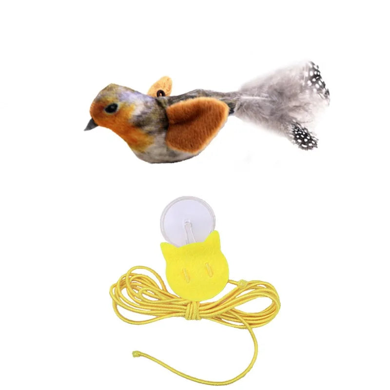 Wall Mounted Sound Activated Plush Bird Catnip Toy for Cats