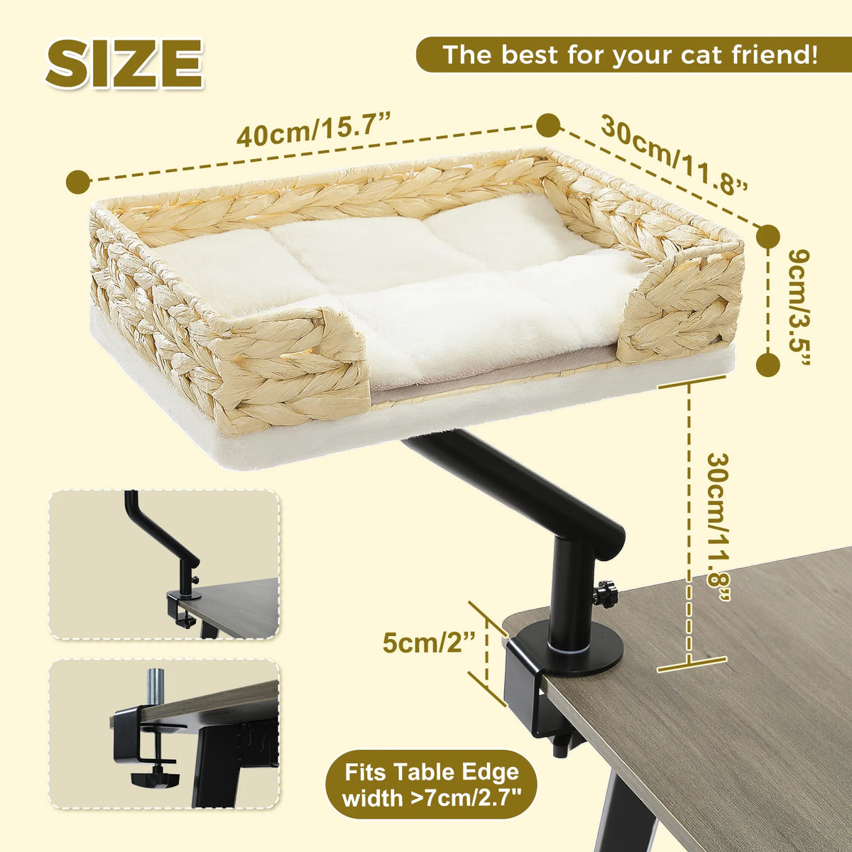 PAWZ Road Rotatable Cat Desk Bed Adjustable Plush Hammock for Indoor Cats