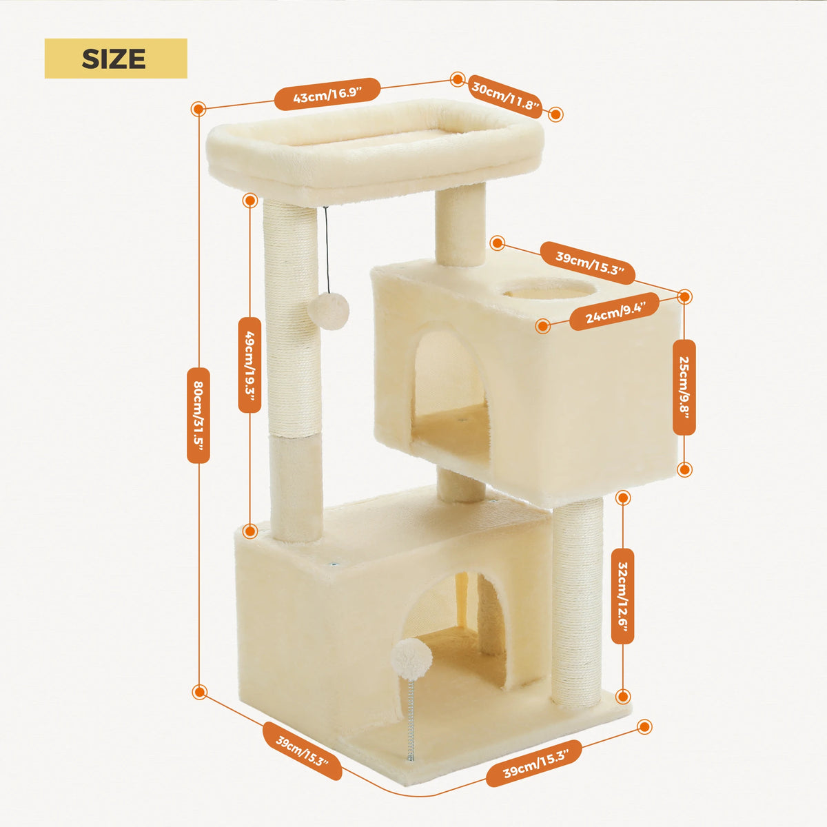 PAWZ Road Multi Level Cat Tree With Sisal Scratching Posts