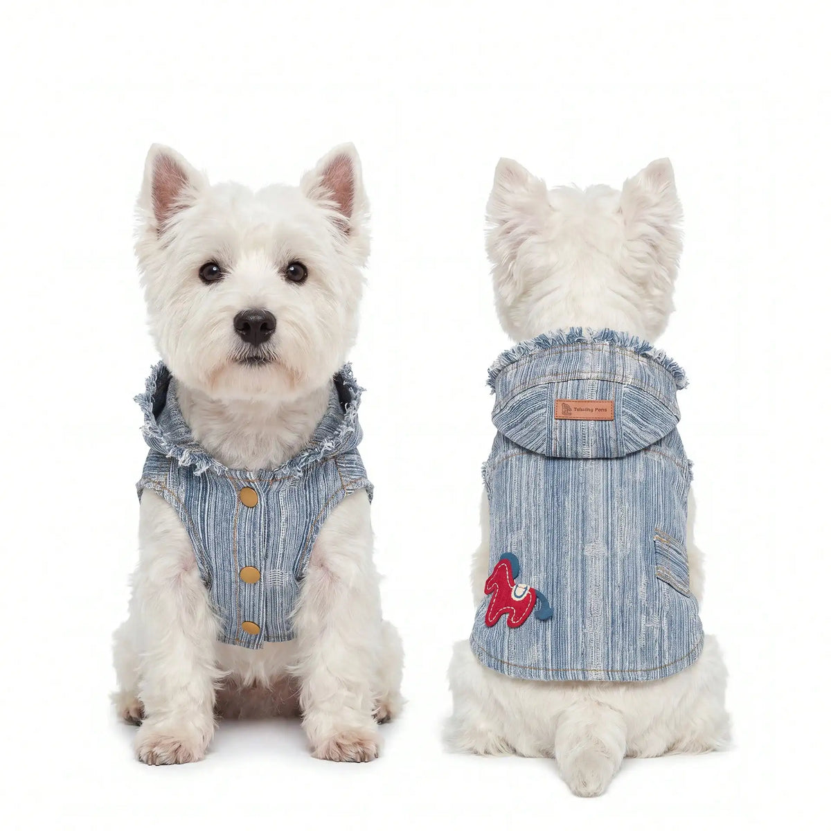 Pet Denim Apparel With Embroidered Pony Pattern Design