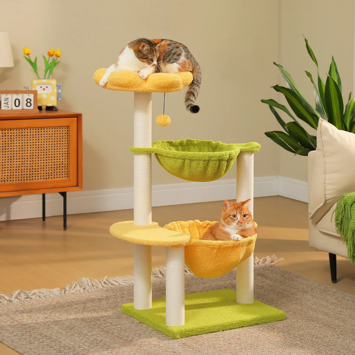 PAWZ Road Flower Cat Tree With Cozy Hammocks Scratching Posts