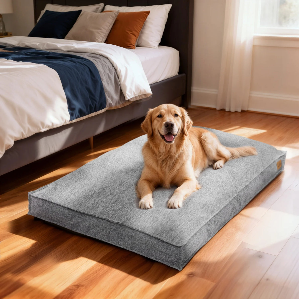 BINGOPAW Waterproof Foam Dog Crate Pad With Linen Cover