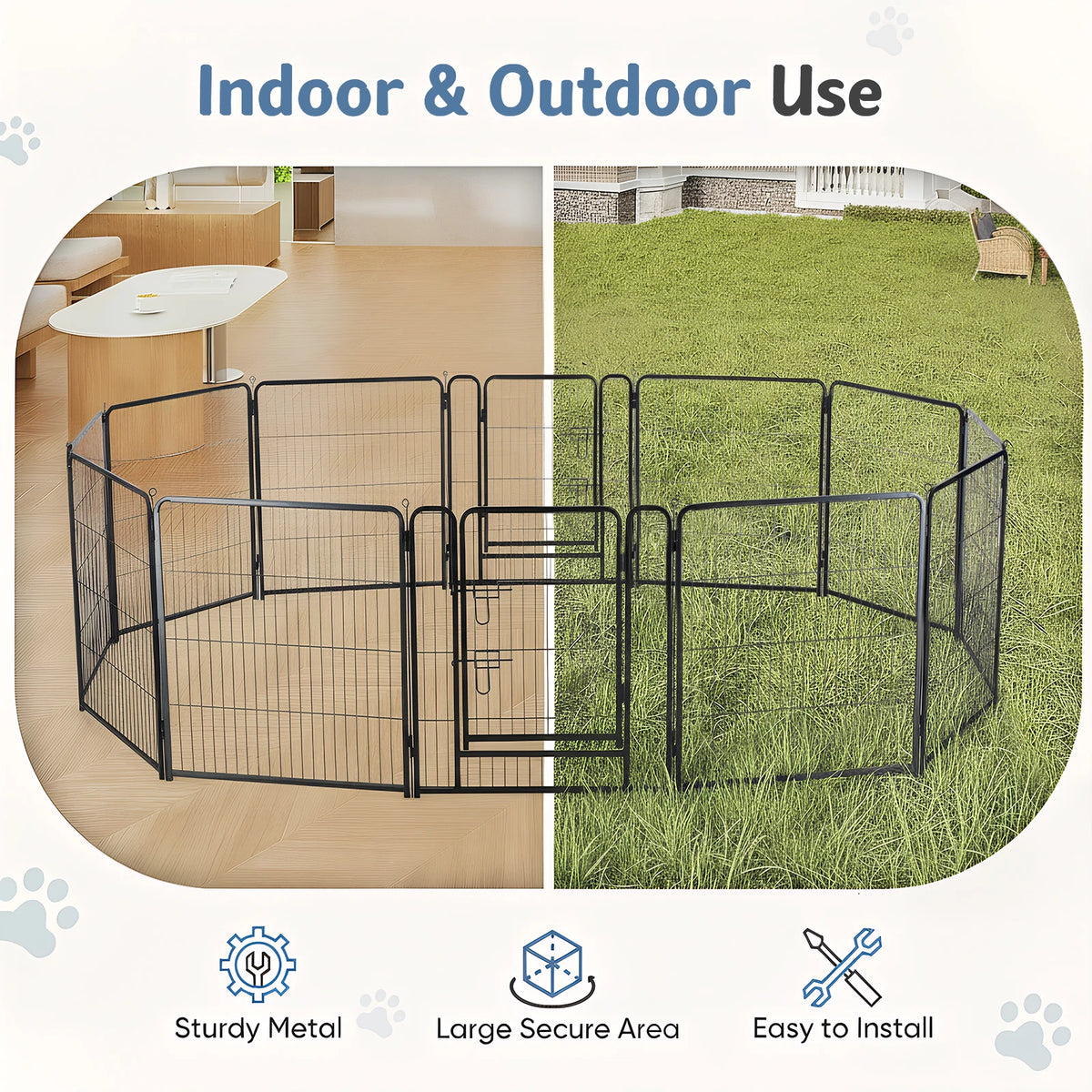 JHK Foldable Metal Dog Playpen for Indoor and Outdoor Exercise