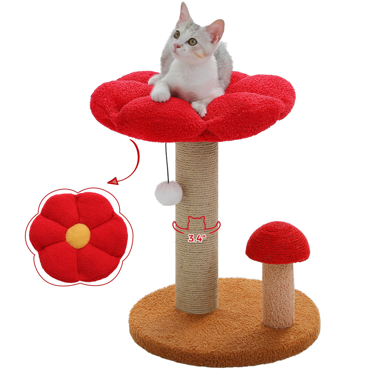 PAWZ Road Cat Scratching Post With Flower Bed And Toy Ball