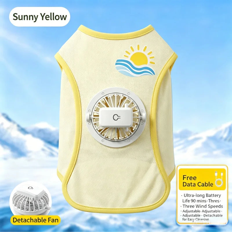 Detachable USB Fan Cooling Vest for Dogs with UV Protection