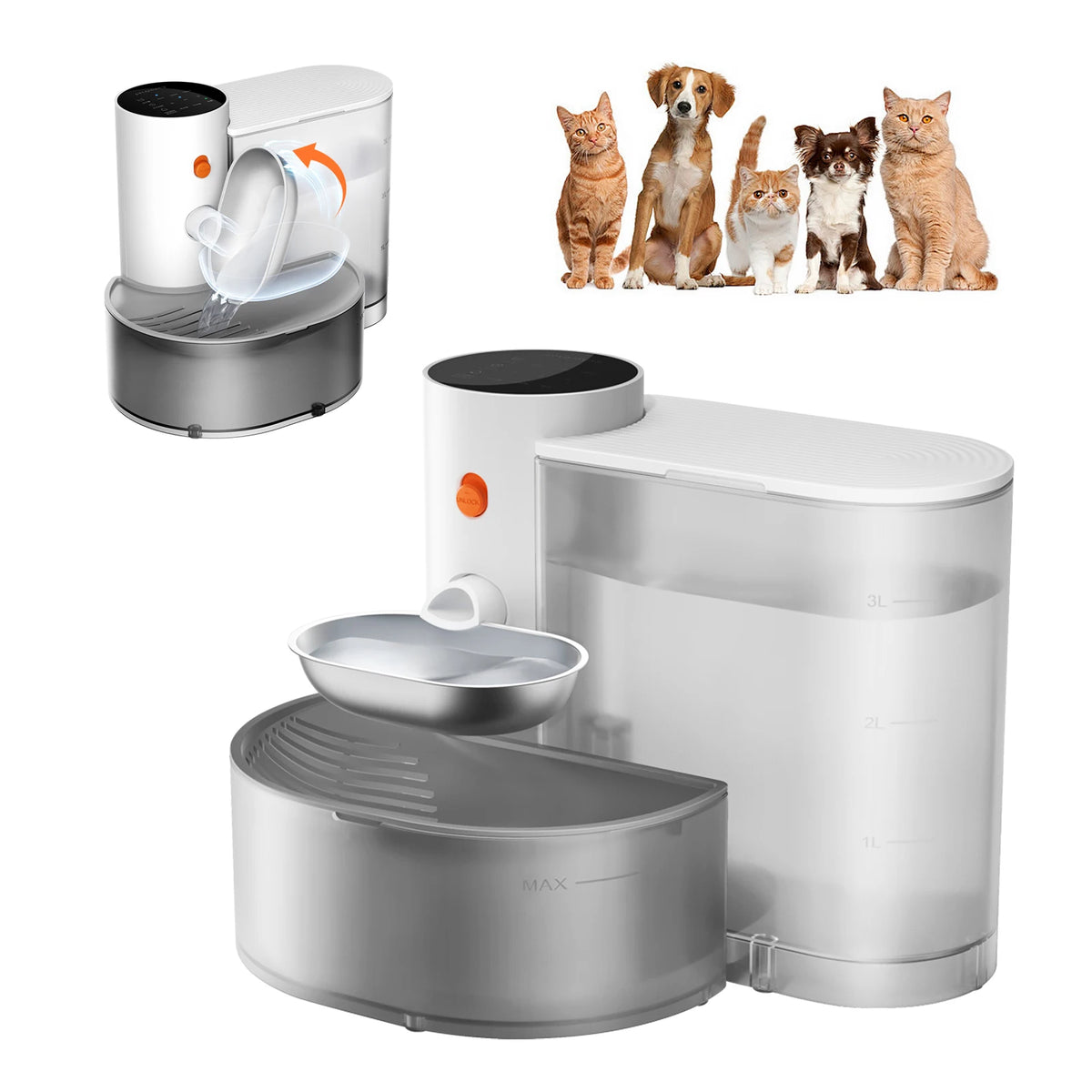 Petgravity Stainless Steel Automatic Cat Water Dispenser With Purifying Bowl