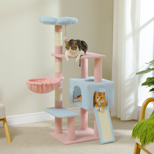 PEQULTI Multi-Level Cat Tree With Scratching Posts And Hammock