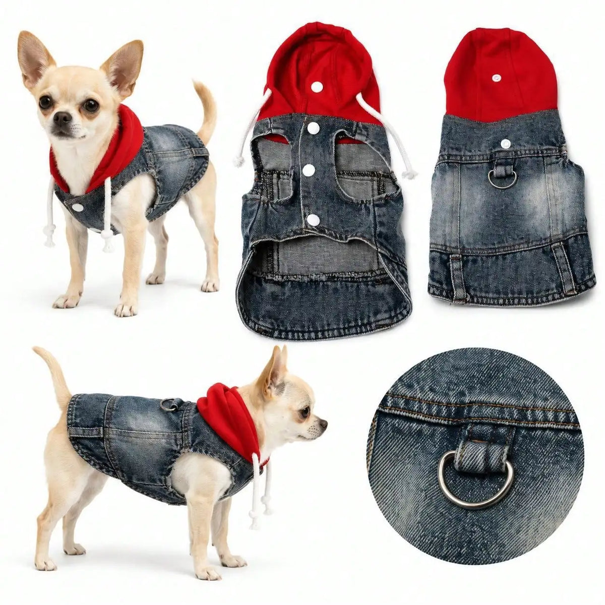 Pet Hoodie Denim Vest for Dogs and Cats Outdoor Wear