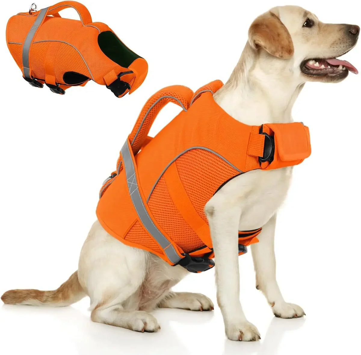 Durable Mesh Dog Life Jacket With Reflective Rescue Handle