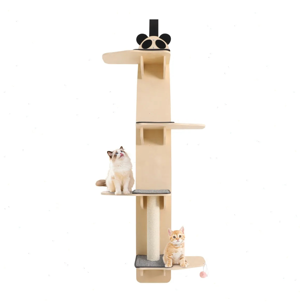 Door Hanging Cat Tree With Four Tiers And Scratching Board