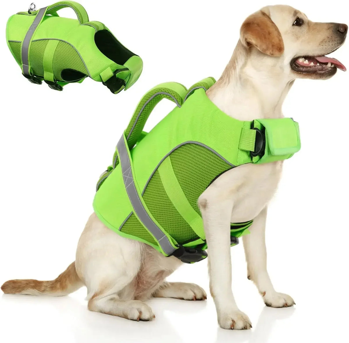 Durable Mesh Dog Life Jacket With Reflective Rescue Handle