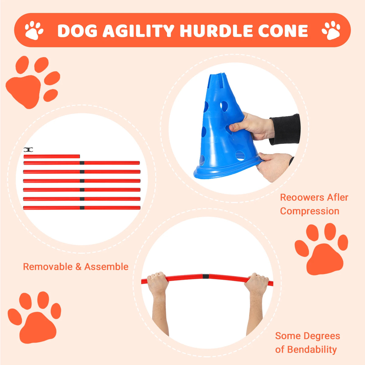 Dog Agility Hurdle Training Set With Adjustable Jump Heights