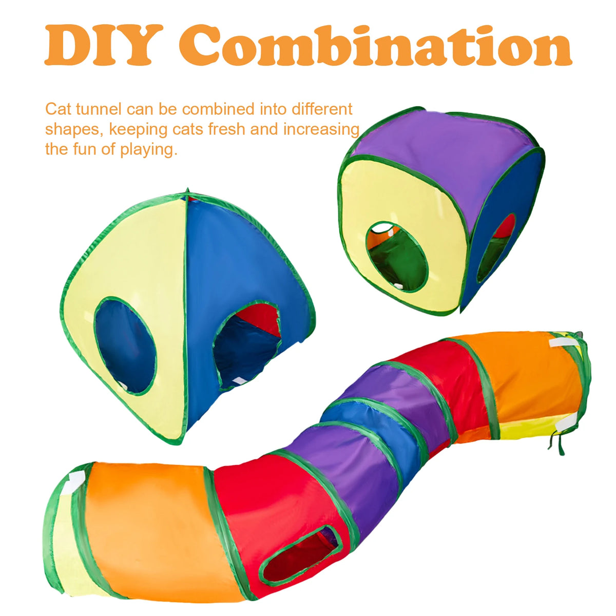 Collapsible Cat Tunnel And Cube Playhouse With Peek Holes
