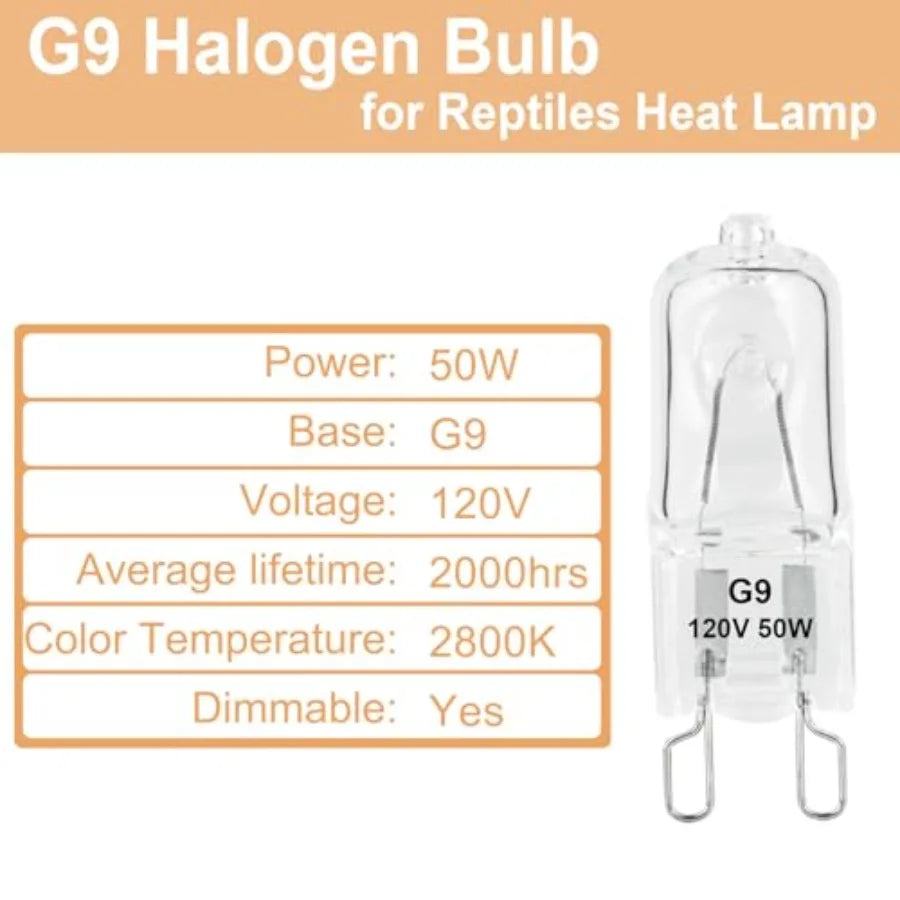 G9 Halogen Reptile Heat Lamp Bulb for Indoor Terrariums