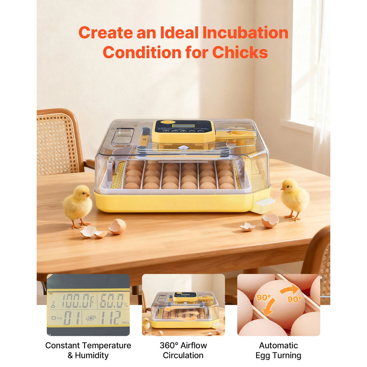 Egg Incubator With LED Candler Temperature Display And Humidity Control