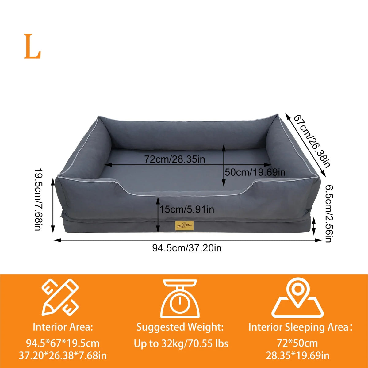 BINGOPAW Orthopedic Dog Sofa Bed With Removable Washable Cover