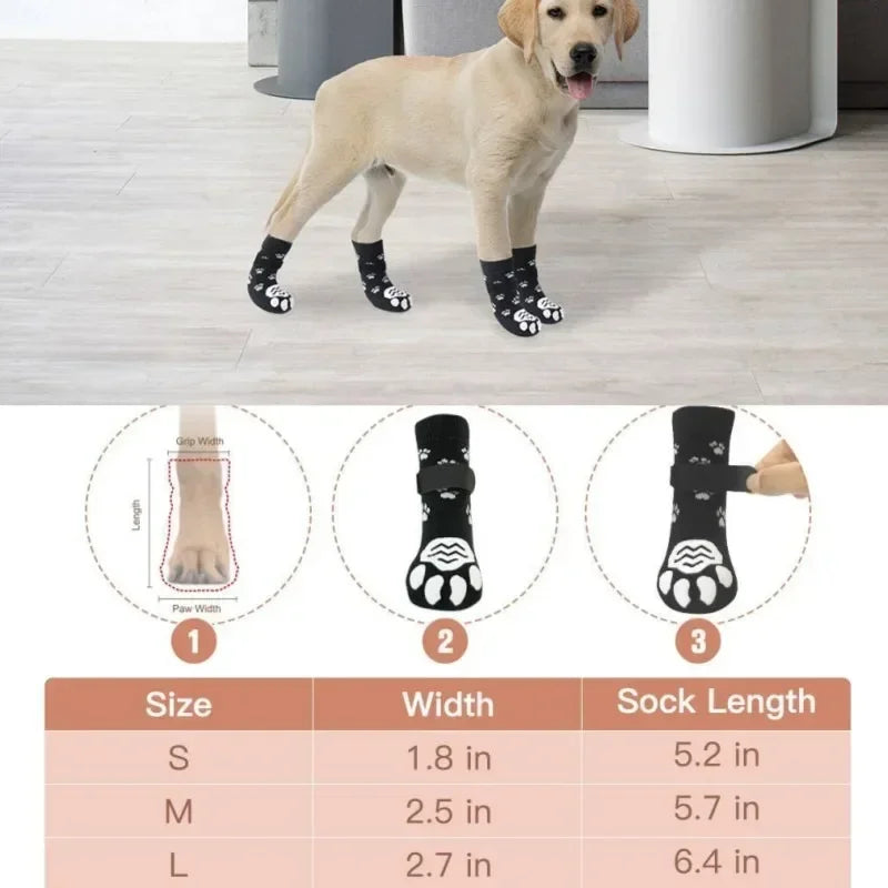 Adjustable Non Slip Dog Socks With Paw Protection For Floors