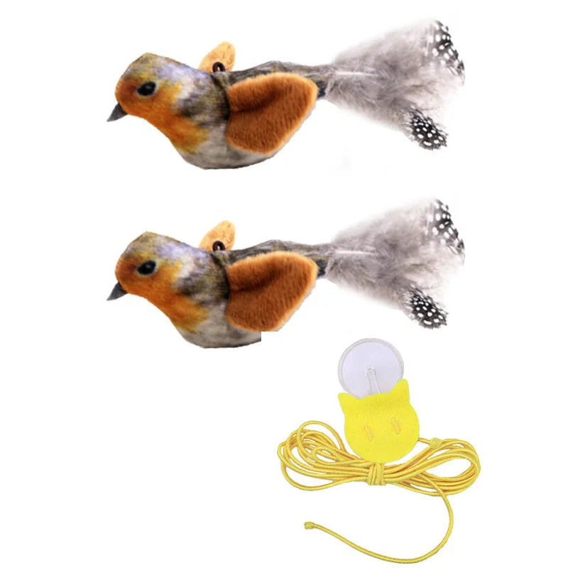 Wall Mounted Sound Activated Plush Bird Catnip Toy for Cats