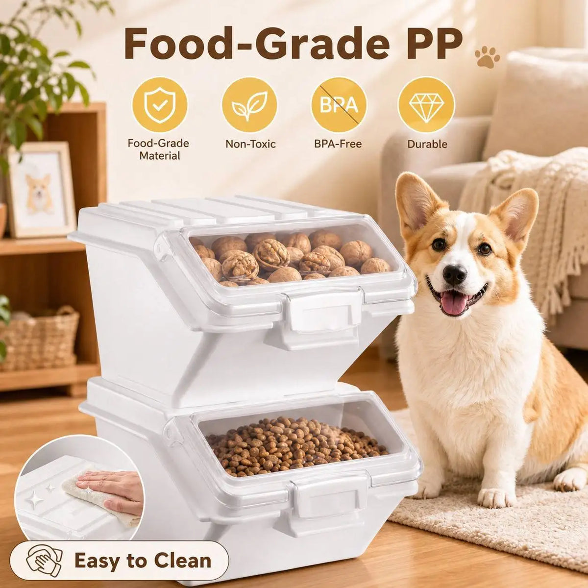 Airtight Pet Food Storage Container With Scoop For Pets