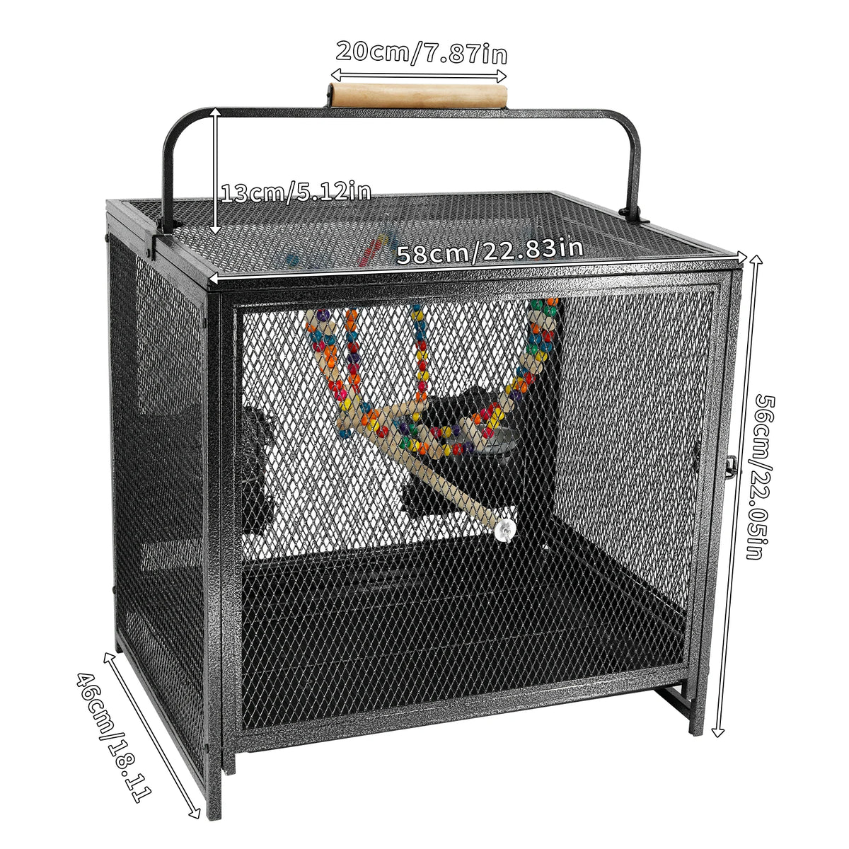Metal Bird Cage For Parakeets With Stand, Perches And Swing