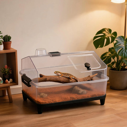 HiMISS Acrylic Reptile Terrarium Kit With Heating Pad And Accessories