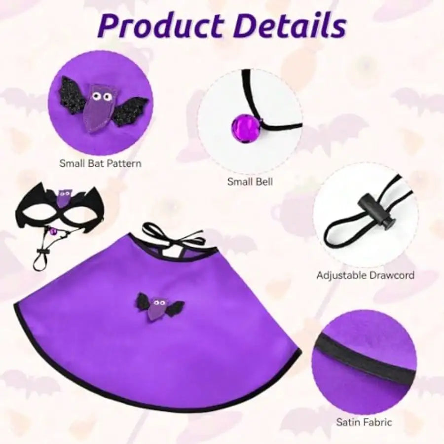 Pet Vampire Cape Costume With Bat Mask For Halloween Parties