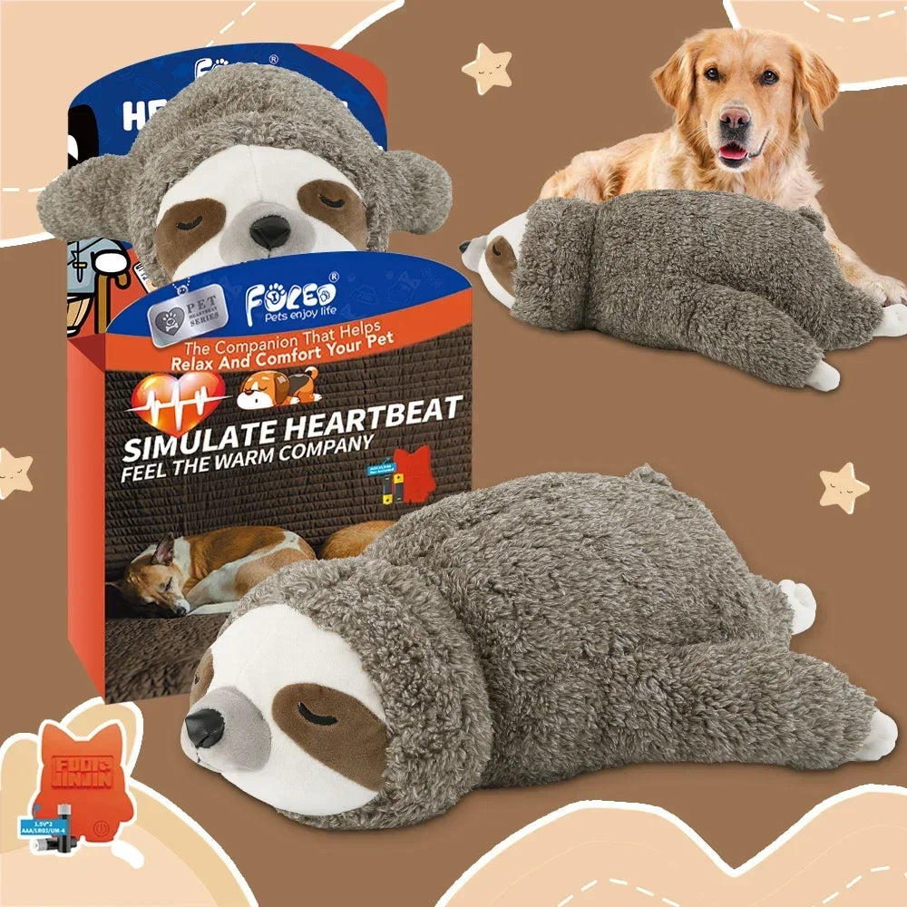 Heartbeat Puppy Sloth Plush Dog Toy for Calming Comfort