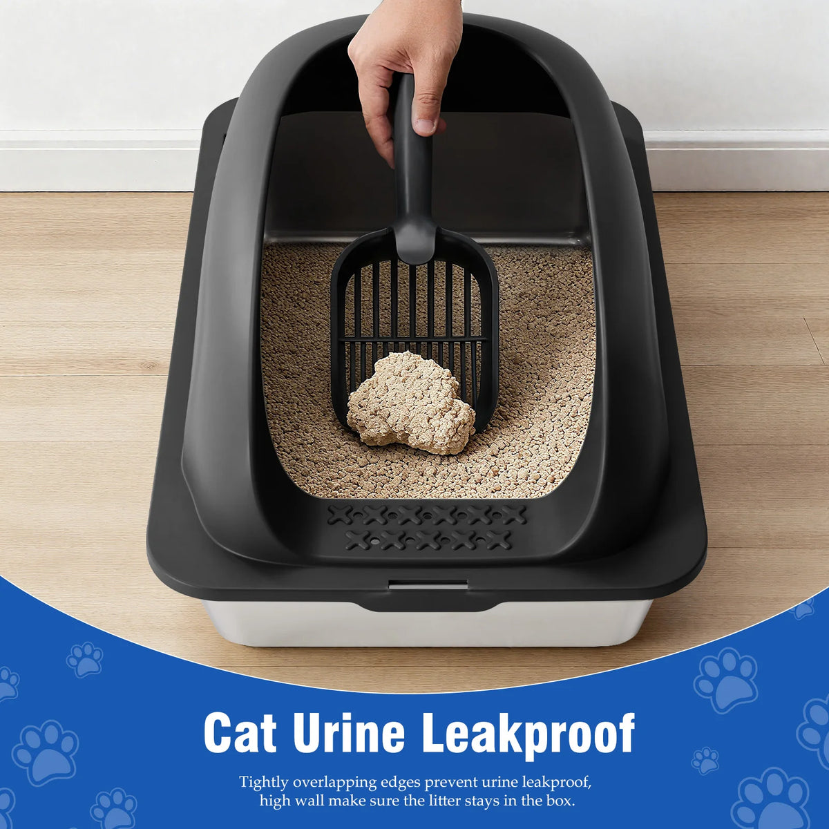 Stainless Steel Cat Litter Box With Lid And Cleaning Scoop