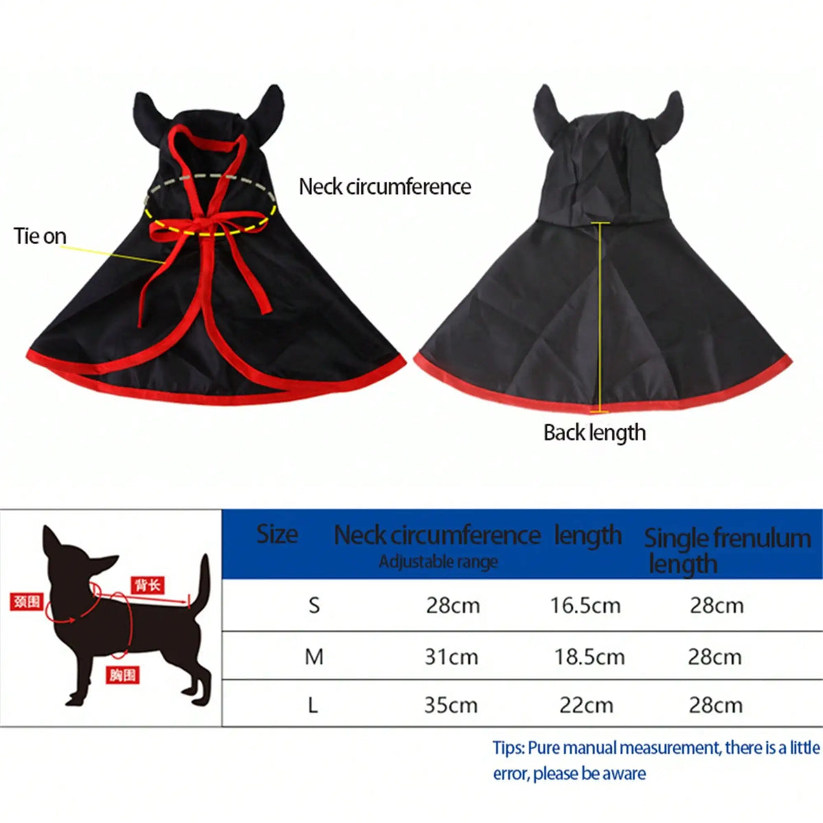 Halloween Pet Vampire Costume Cape With Devil Hat And Headband