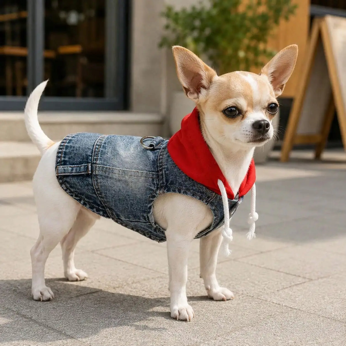 Pet Hoodie Denim Vest for Dogs and Cats Outdoor Wear