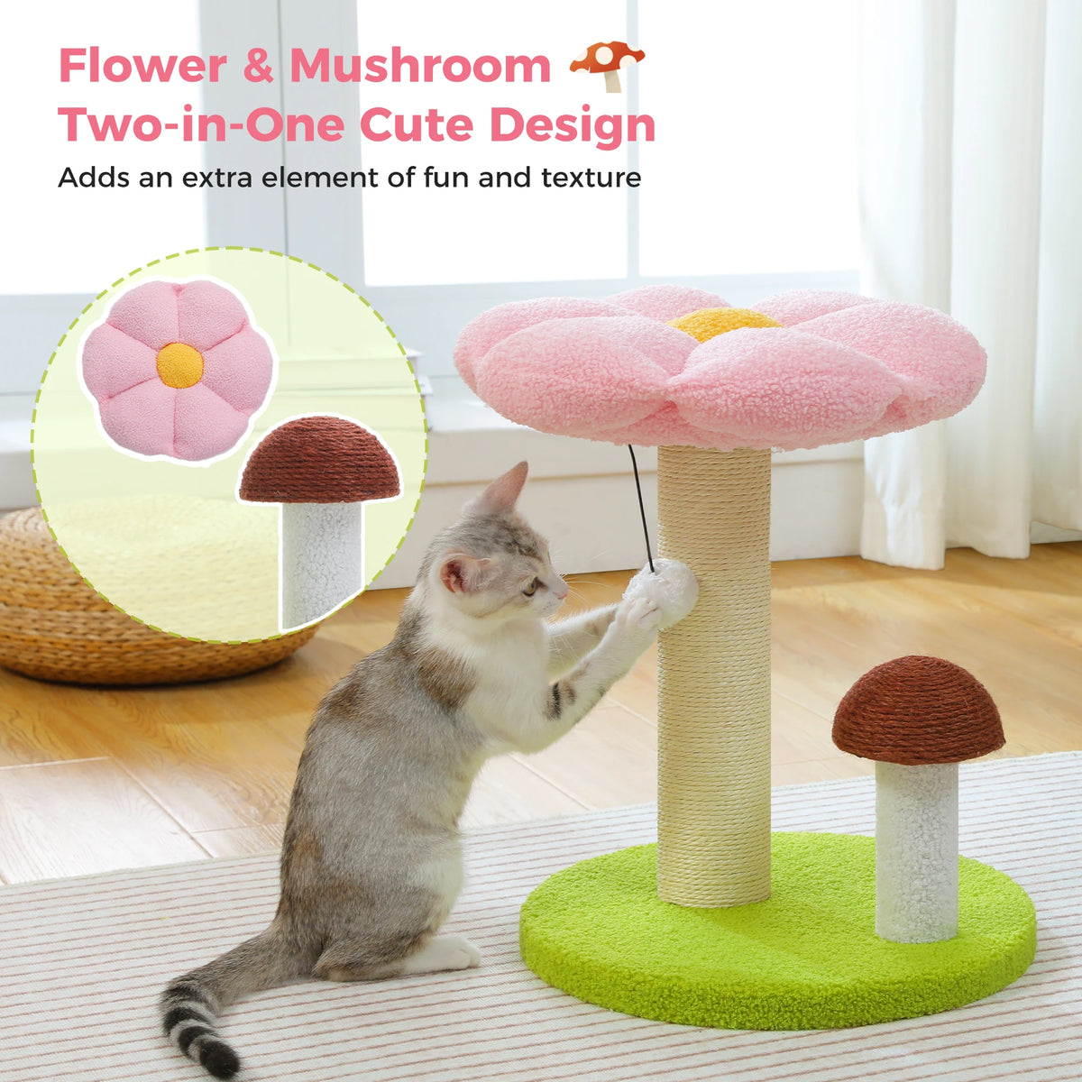 PAWZ Road Cat Scratching Post With Flower Bed And Toy Ball