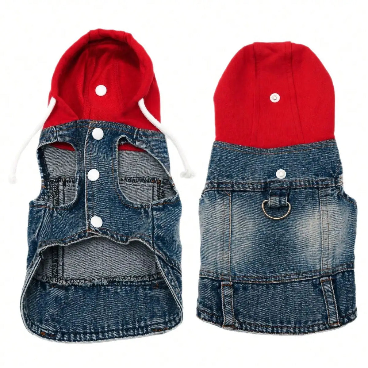 Pet Hoodie Denim Vest for Dogs and Cats Outdoor Wear