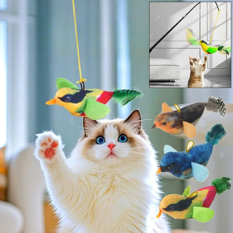 Wall Mounted Sound Activated Plush Bird Catnip Toy for Cats