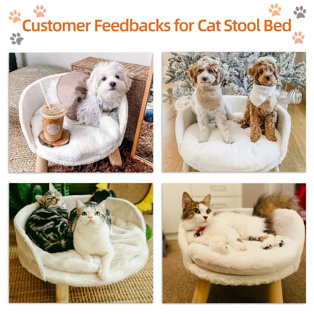 BINGOPAW Plush Cat Bed Nesting Chair With Waterproof Cushion