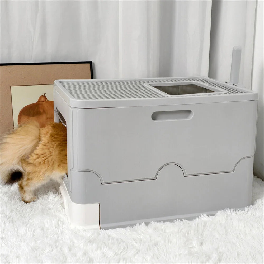 Enclosed Splashproof Cat Litter Box With Easy Cleaning Tray