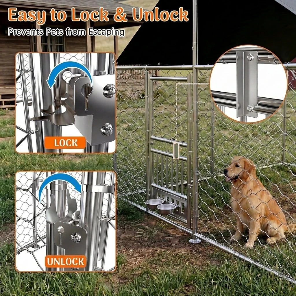 Outdoor Dog Kennel With Dual Opening Doors And Waterproof Roof