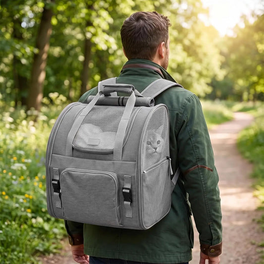 Expandable Cat Carrier Backpack With Breathable Mesh Travel Design