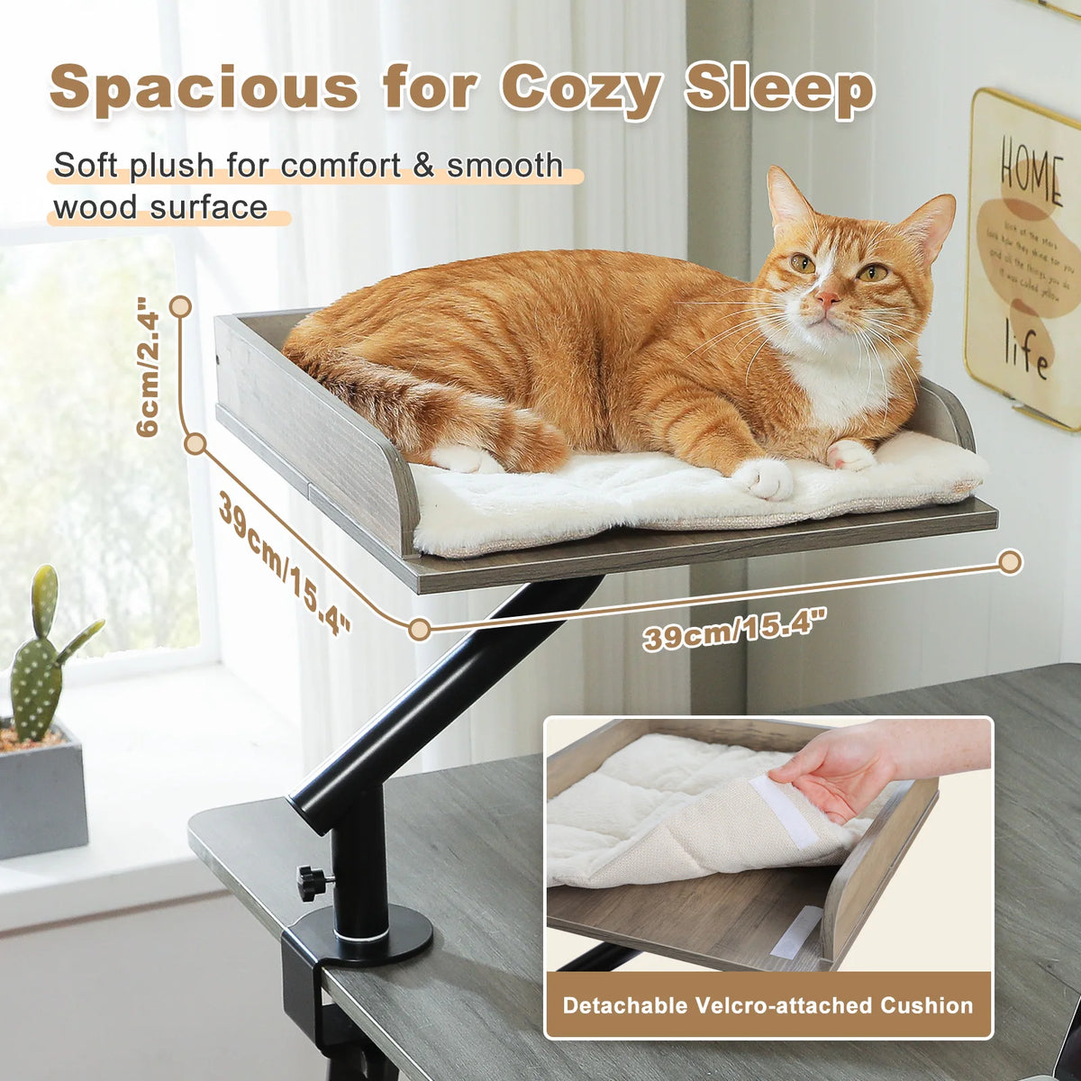 PAWZ Road Rotatable Cat Desk Bed Adjustable Plush Hammock for Indoor Cats