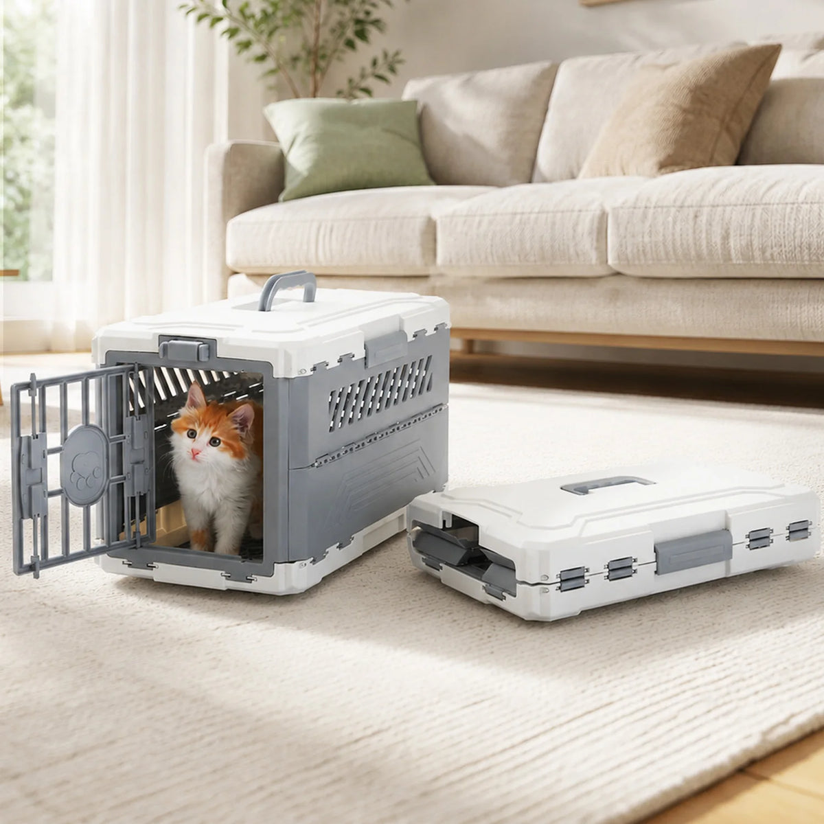 PAWZ Road Foldable Pet Carrier Travel Crate With Secure Lock Door