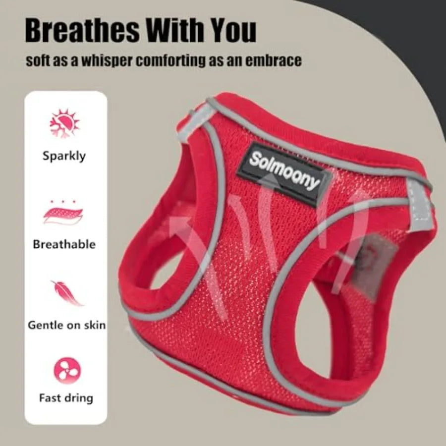 Sparkly Step In Dog Harness And Leash Set Reflective Vest
