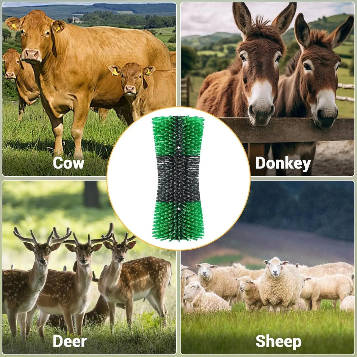 Livestock Grooming Brush for Horses Cows Goats Sheep and Pigs